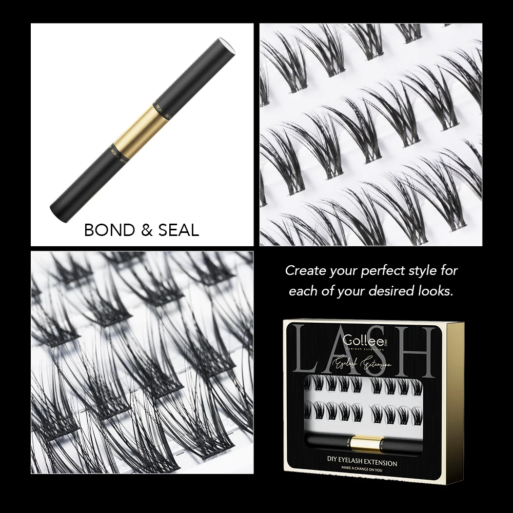 Gollee Factory Price Diy Lashes Segmented Kit Individual Cluster Diy Eyelash Extensions Kit