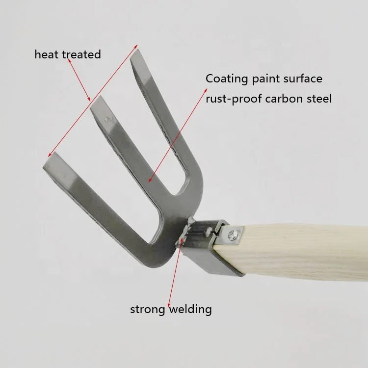 Высококачественные садовые детские инструменты с деревянной ручкой и тремя зубьями, Короткие небольшие грабли