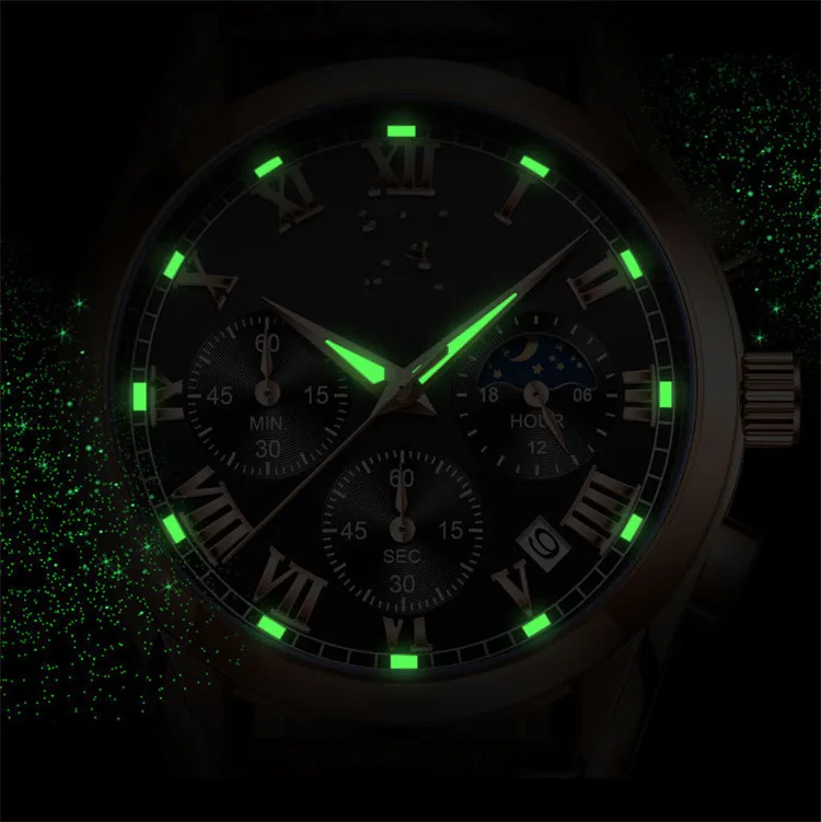 Luxury Men Watches Luminous Multi-function custom watch chronograph Business casual quartz watches