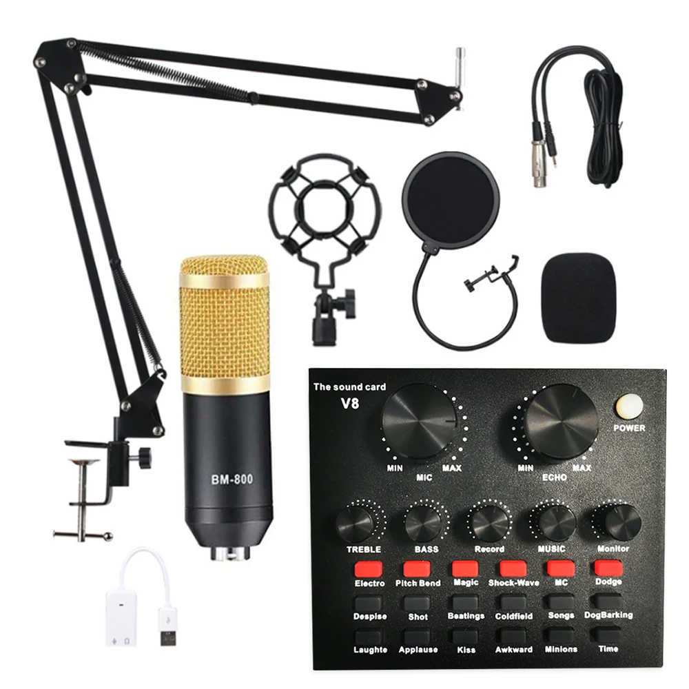 
BM800 Professional set webcast live recording V8 Sound Card Condenser Microphone 