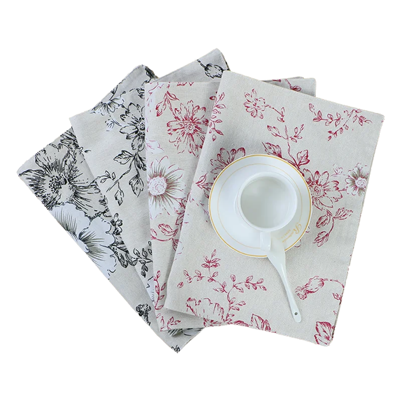 
 Оптовая продажа печатных пион цветок скатерти коврик на заказ двойной ткани салфетки для столовой кухни украшения  