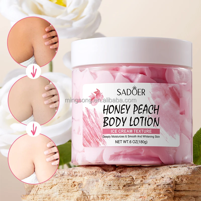 SADOER Wholesale Whitening Peach Ice Cream Body Lotion Anti-drying Tender Smooth skin Moisturizing body cream