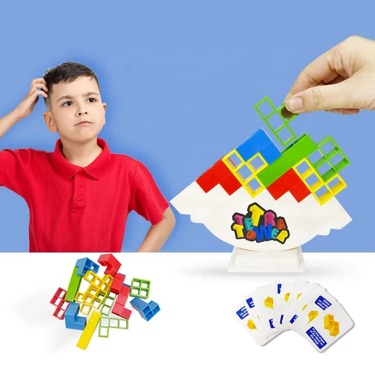48pcs Kids Children Plastic Tetras Tower Game Balance Stacking Building Blocks Board Puzzle Game Educational Toys For Kids