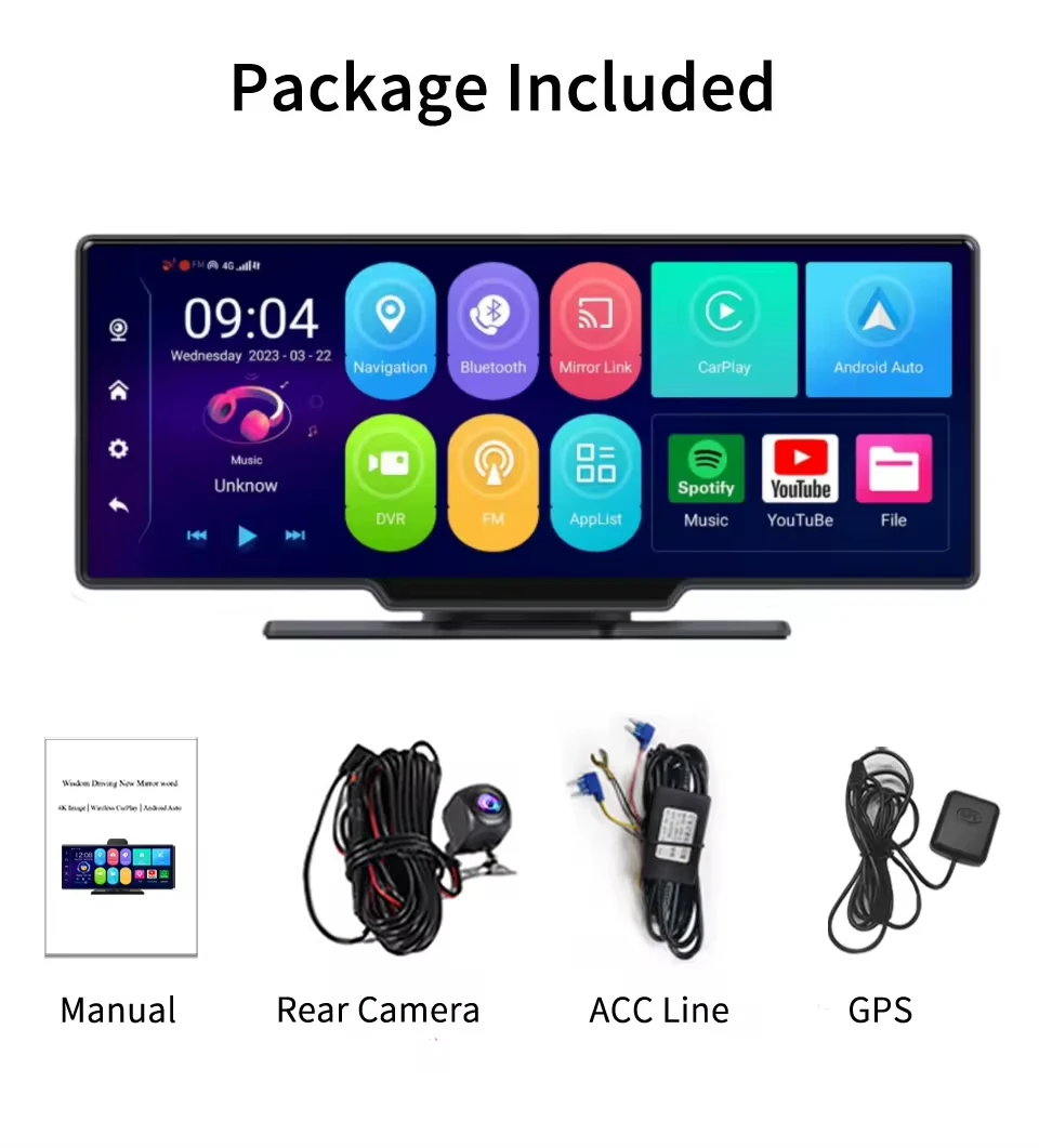 Умный автомобильный экран 10 25 дюймов mp5 carplay DVR android 4 ГБ + 64 wifi GPS навигация монитор