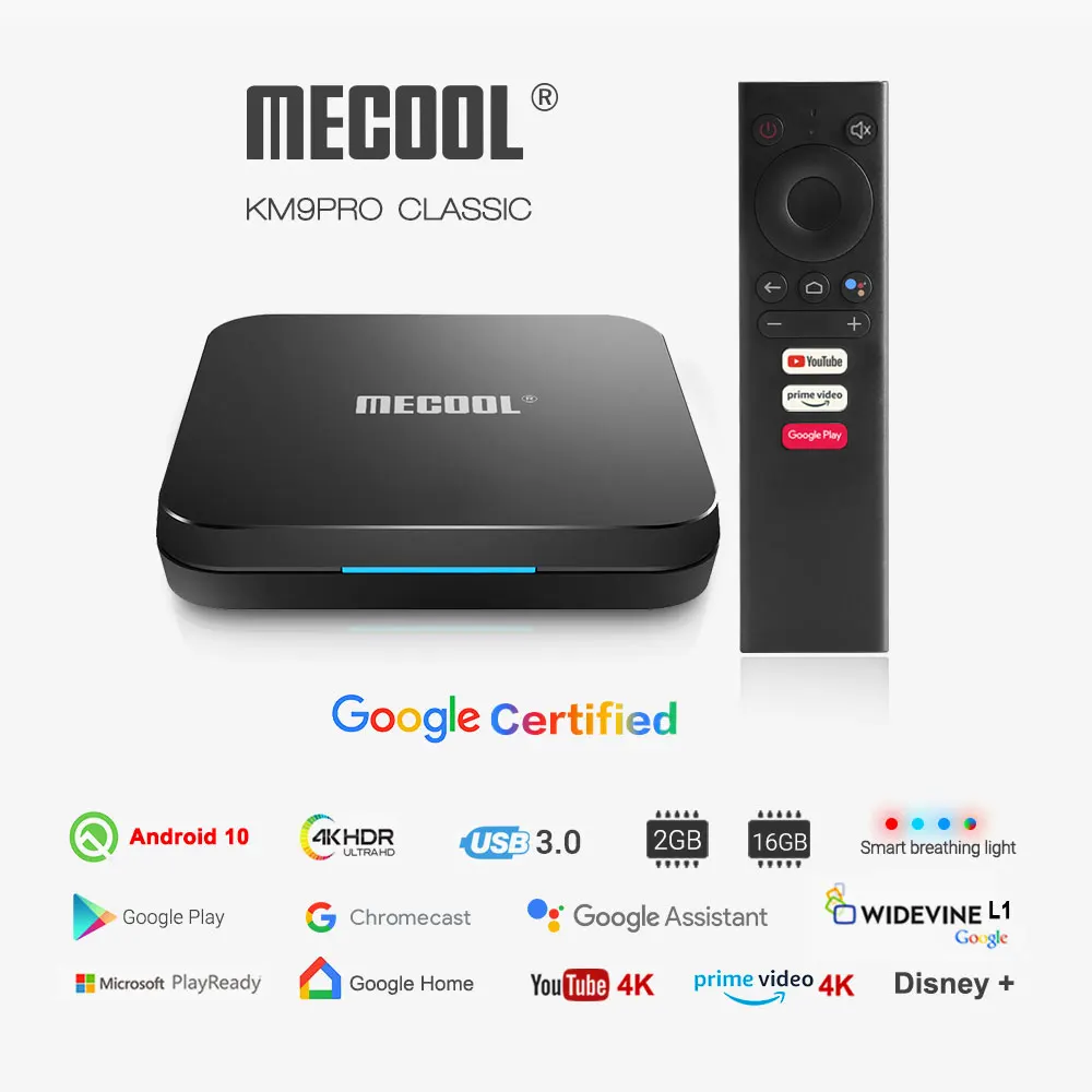  ТВ-приставка Mecool KM9 PRO Android 10 0 сертификат Google S905X2 4K HD Wi-Fi 4 + 32