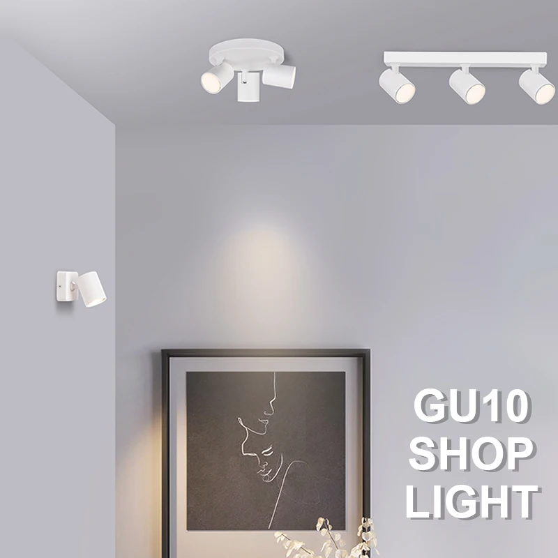 SUNRISE Spot Housing Surface Rotatable GU10 Ceiling Light Living Room Clothing Store Aluminum GU10 Spotlight for Shop Gallery