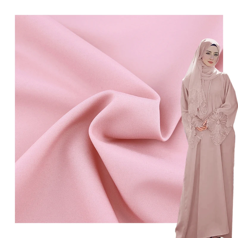 Custom Pattern High Quality Solid Color Knit Breathable Muslim Abaya Robe Dress Fabric