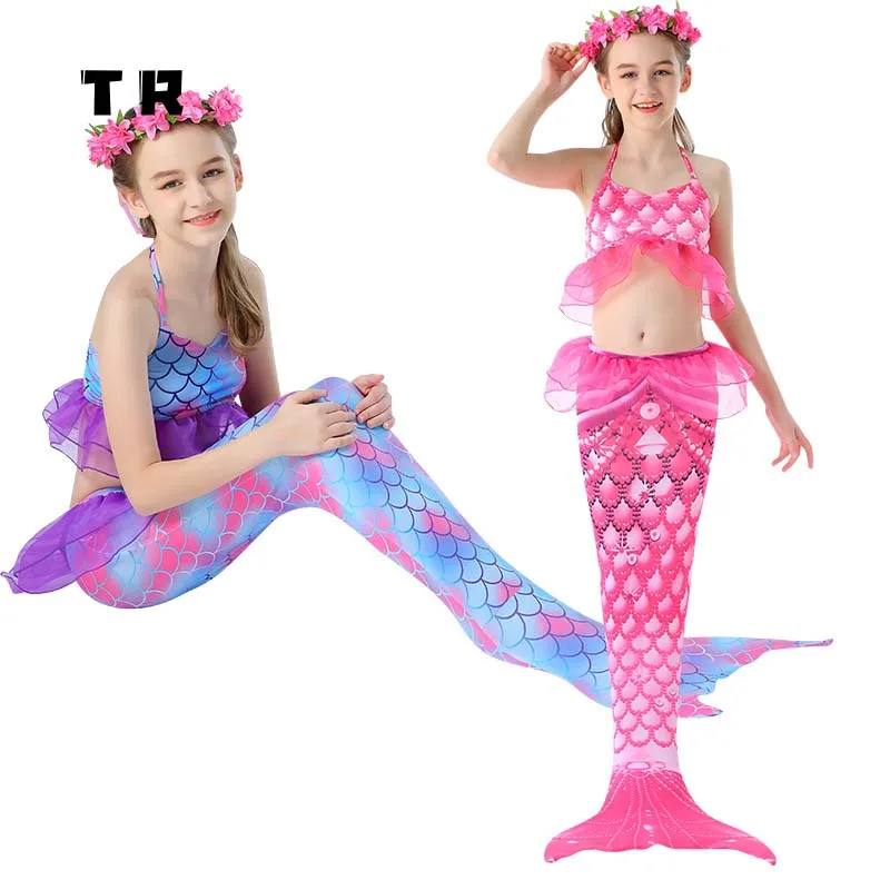 Wholesale Eco Friendly Recycle Swimwear Garment Bathing Suits Girls 3 pcs Mermaid Swimsuit Cute Young Child Bikini Kids Swimwear