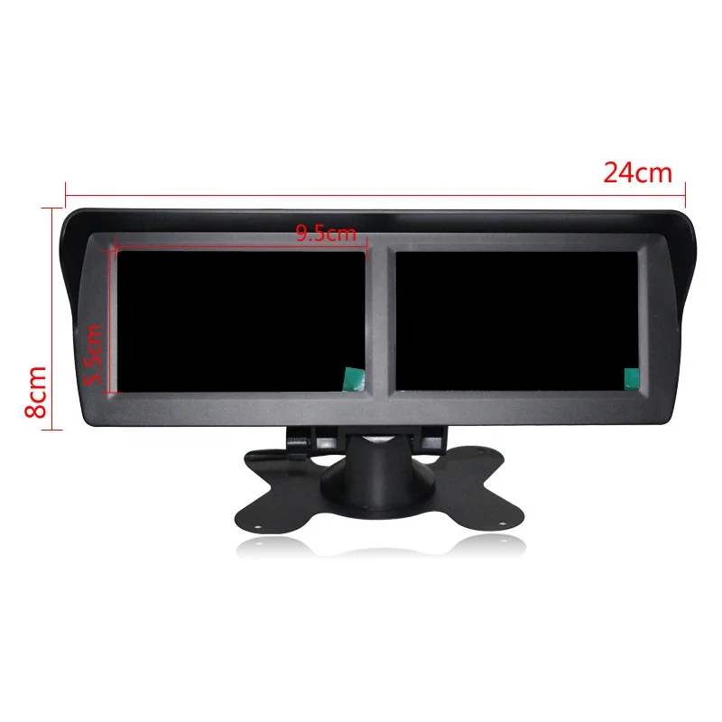 4.3 Inch Dual HD Screen Display Car Rear View Monitor Interior Mirror Monitor For View Camera 4 CH Video Input 12V-24V Rearview