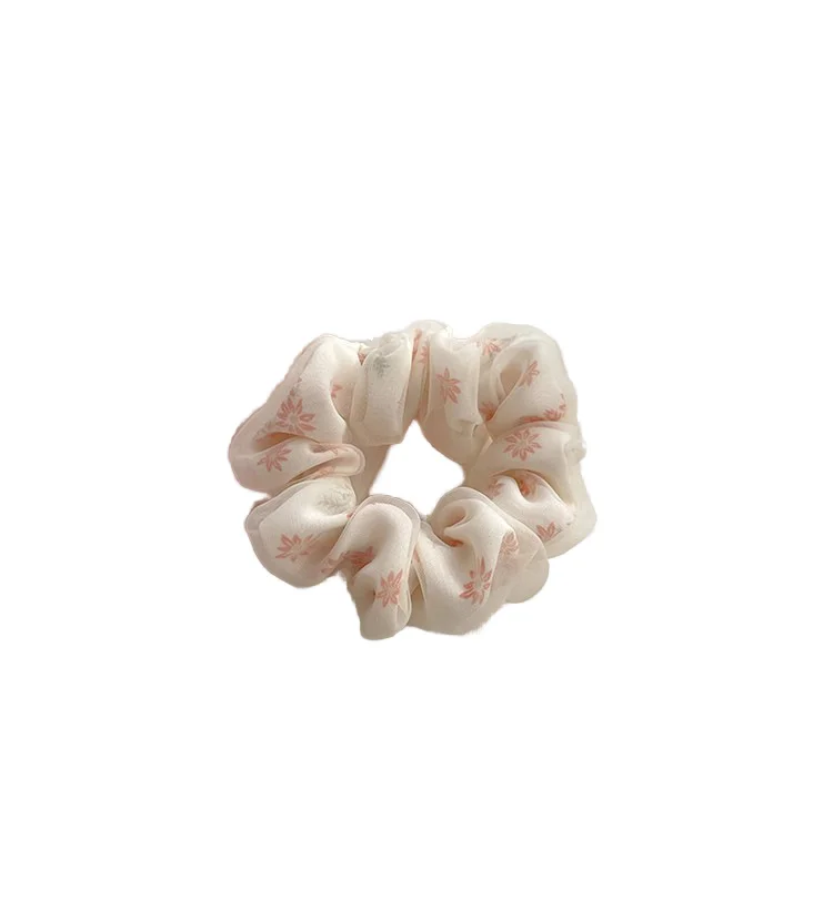 2024 Double Layer Oversize Floral Hair Scrunchies Net Elastic Hairbands for Ponytail Organza Hair Rope Bands