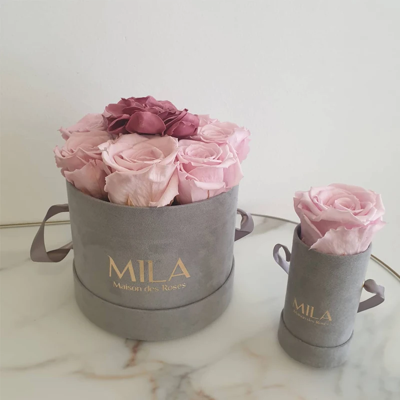 Beauty Floral Velvet Round Flower Boxes With Custom Logo Printed,Suede Box for Roses,Valentines Gifts Flower Packaging Boxes