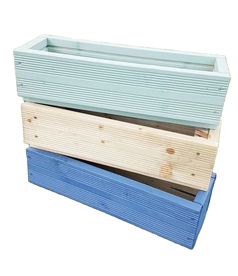 Handmade Natural Solid Spruce 50cm Wood Wooden Decking Deck Garden Planter Trough Pot Tub Herb Window Box Spring Summer Flowers