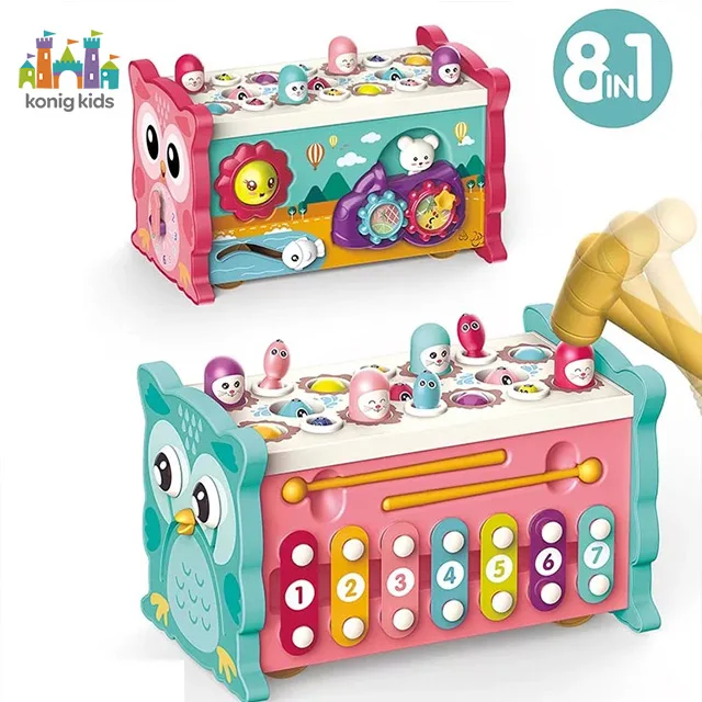 Konig Kids Whac Mole Fishing Toys Percussion Music Polyhedron Activity Cube Music Toys Hammers Kids Educational Toys