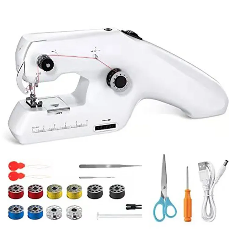 Portable Mini Household Sewing Machine Micro Handheld Home Electric Small Sewing Machine with Accessories