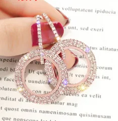 Luxury 18k Gold Plated Stainless Steel S925 Silver Needle Large Rhinestone Gold Filled Hoop Earring