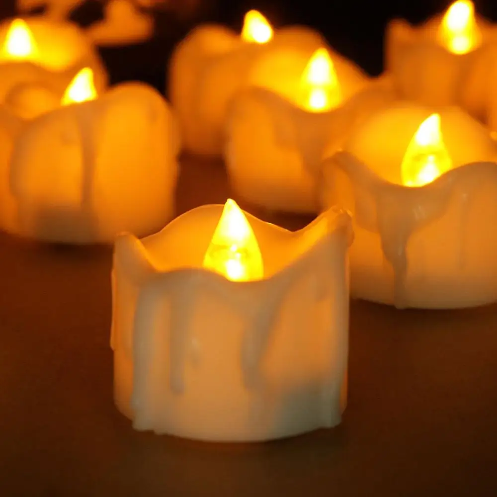 12set led  Amber Yellow Flickering Flameless Candles with Timer LED Tea Light Timing (6Hrs ON 18Hrs OFF)