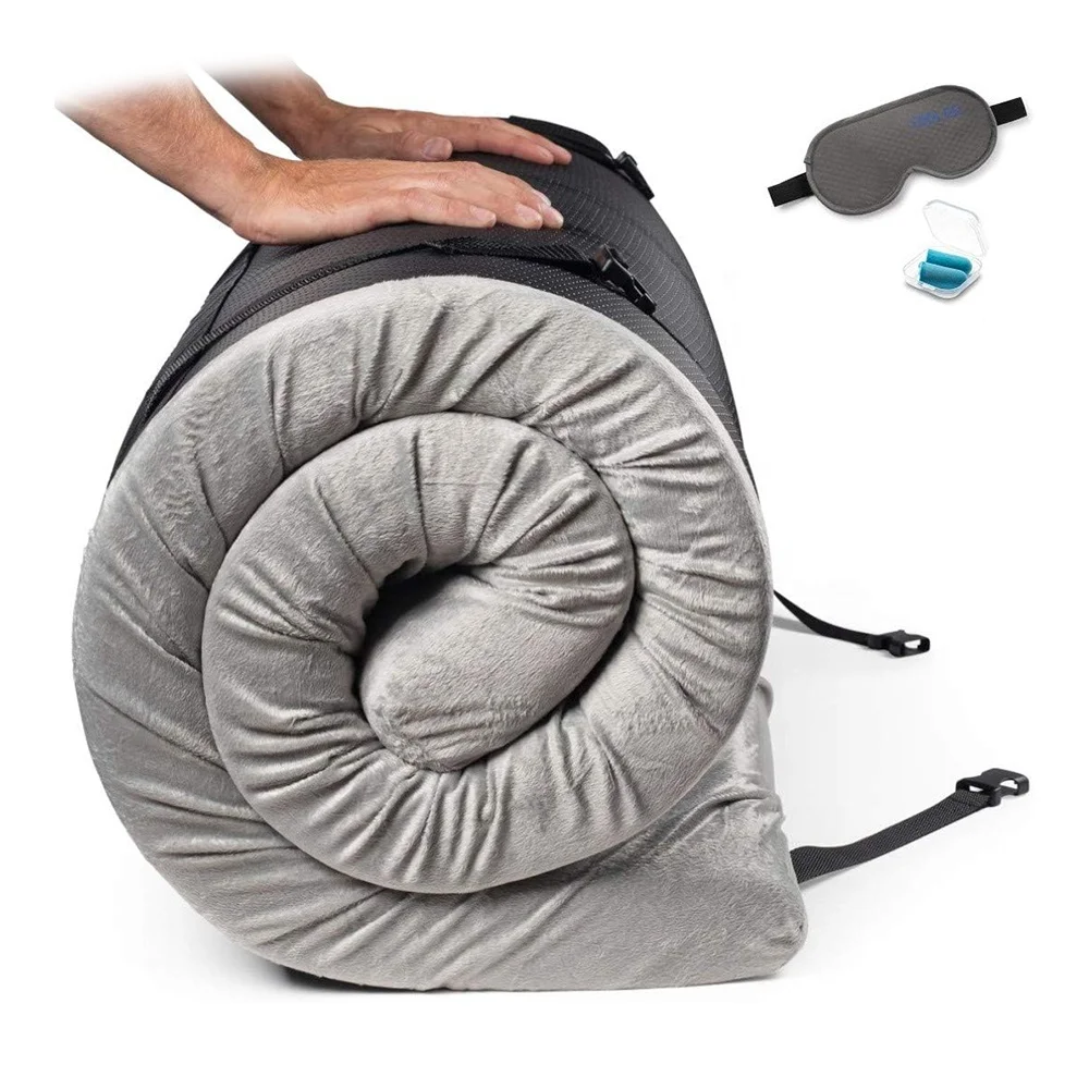 2024 лучший выбор продуктов 4-дюймовый портативный матрас складной коврик Twin twper для кемпинга Гостевая сумка для переноски малышей серый