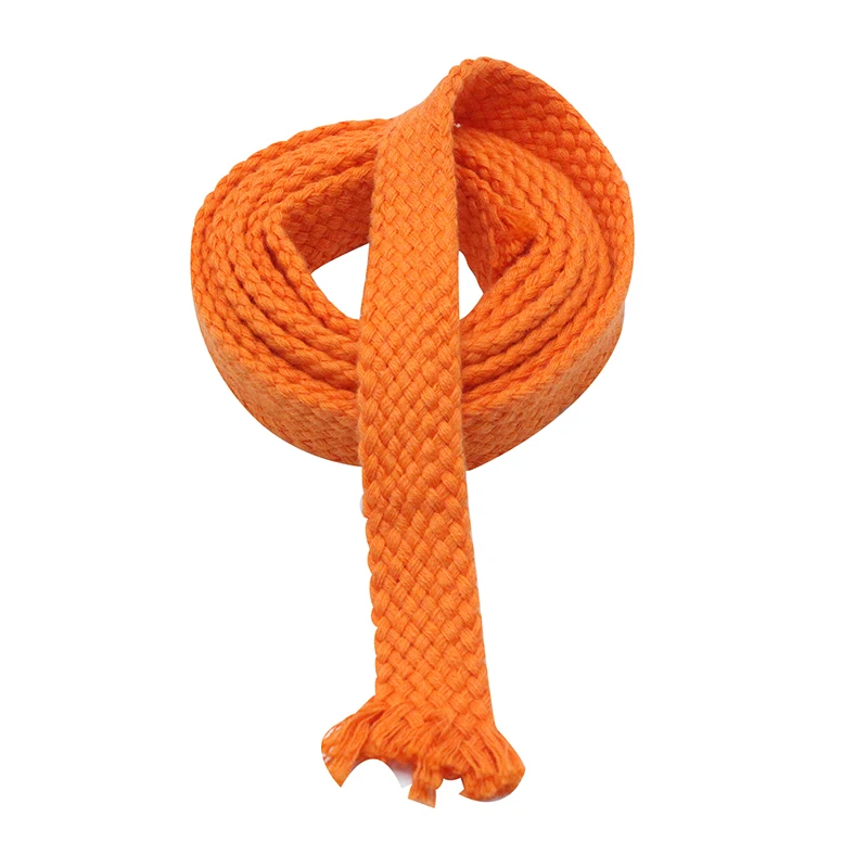 Eco-friendly Cotton webbing 12mm wide custom flat Braided shoelace strap ribbon custom length shoelaces OEM shoelaces for shoes
