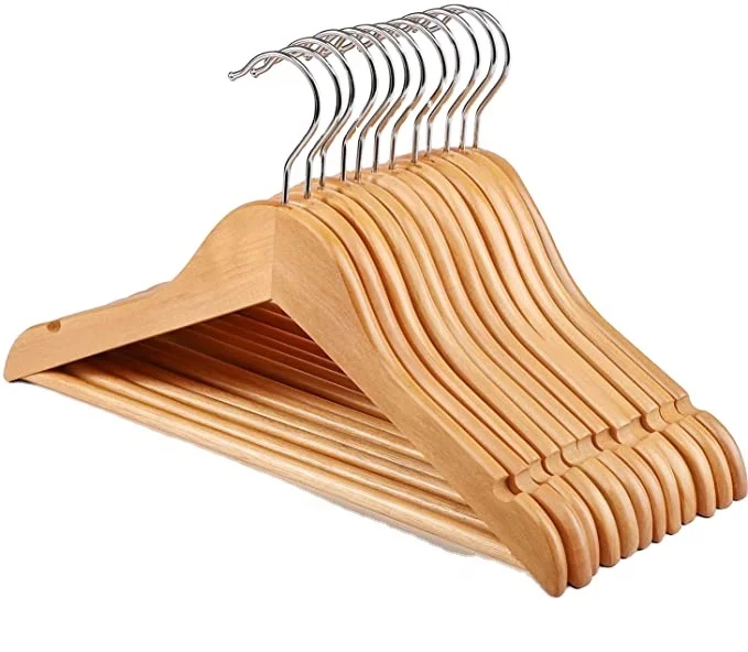 2021 hot sales Curved style  wooden hanger for cloths