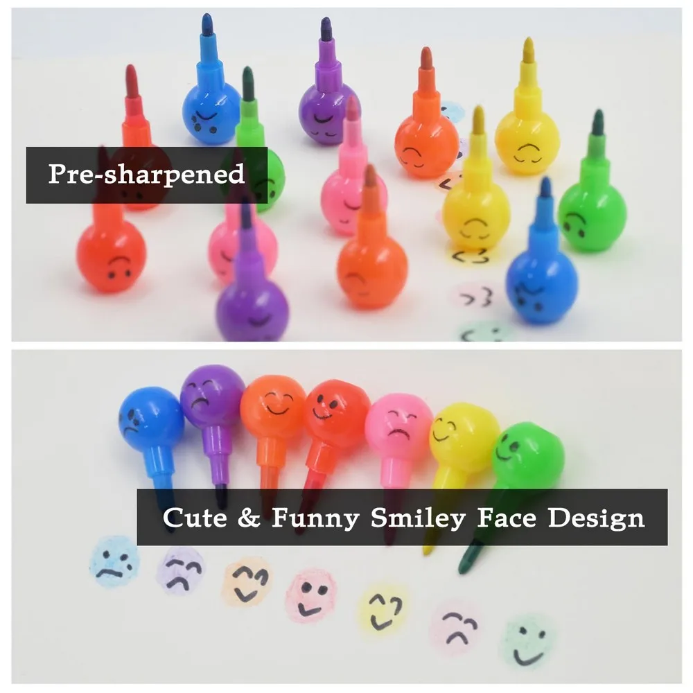 CX Wholesale 7 Color Smiley Stacking Crayons Creative fCute Children Graffiti Painting Rainbow Crayons for School Supplies