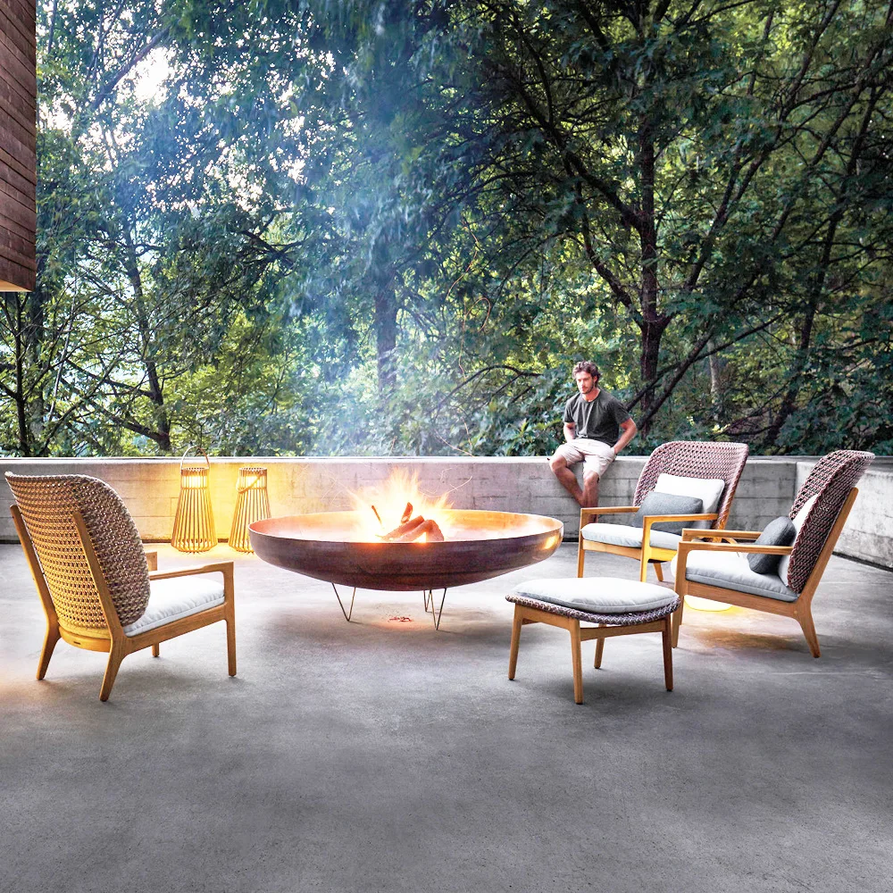 Dreamhause High Quality Outdoor Chair Courtyard Set Villa Garden Outside Open Balcony Leisure Solid Wood Teak Rattan Chair