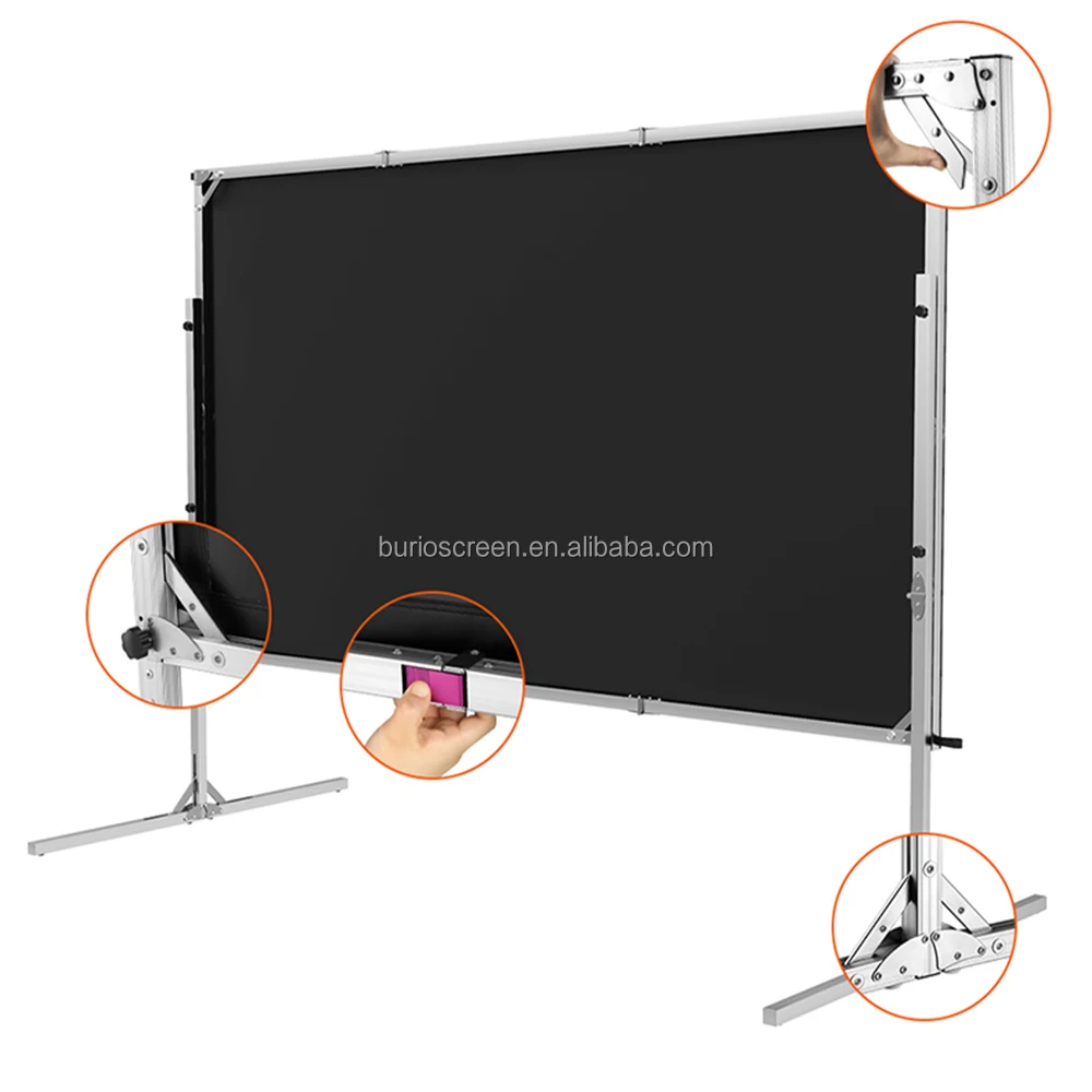 Wholesale Fast Fold Projector Screen 180 Inch 16:9 Front and Rear Projection Outdoor Portable Folding Projection Screen