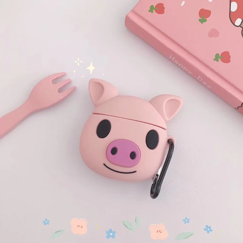 Factory direct cartoon pink Pig nose earphone silicone protector for airpods