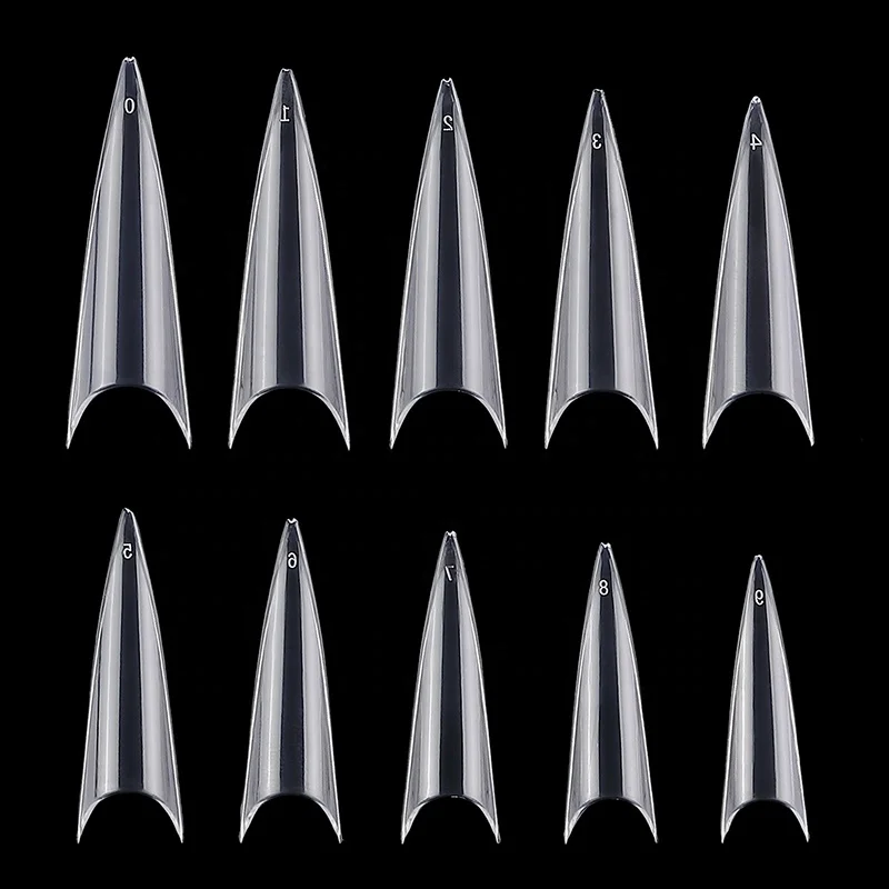 Professional nail extension French Tips Extra Long Stiletto False Nails  For Salon Tips 10 different sizes 600pcs/bag