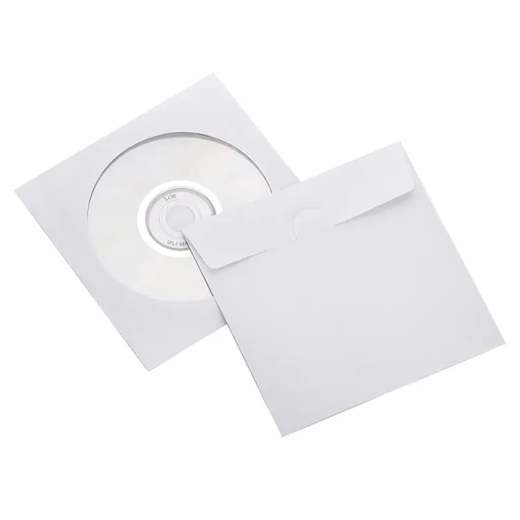 Белый бумажный конверт для CD DVD конвертов с окном пластиковые втулки хранения дисков