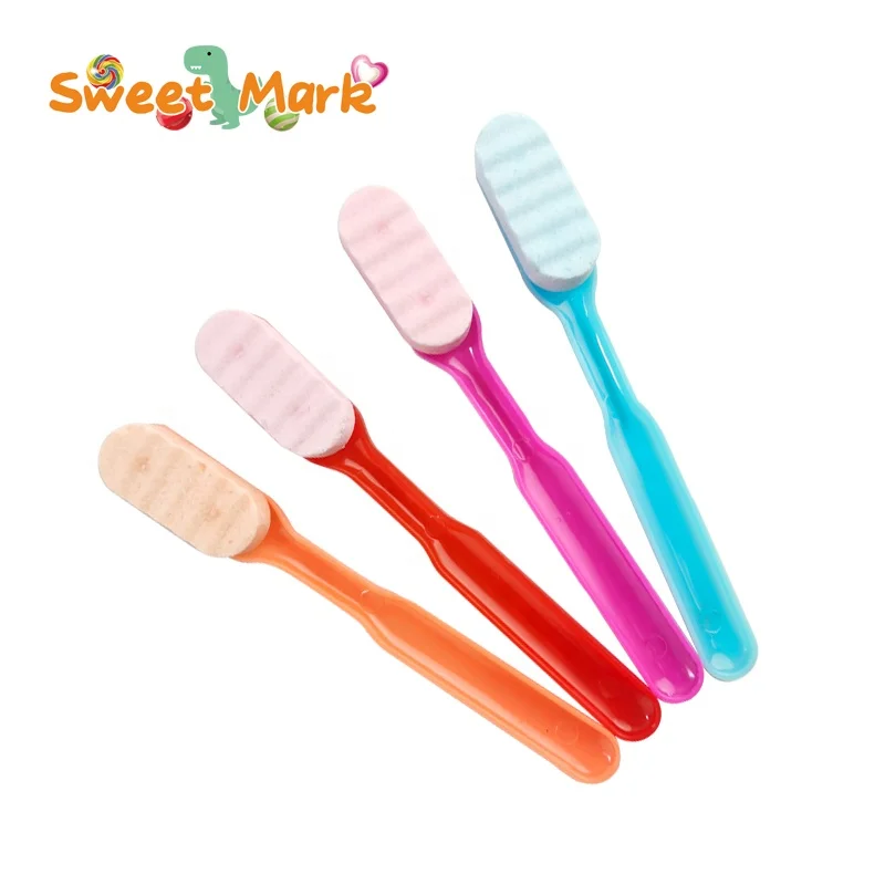 toothbrush shape candy lollipops with jelly jam halal hard candy