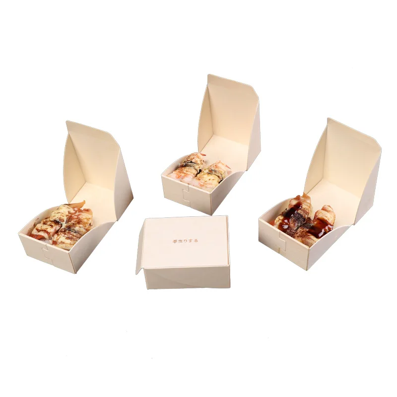 Disposable 2/3/4 Grids Wooden Food Cheese Cake Packaging Box Wooden Baking Packaging Box Natural Poplar Disposable Food Box