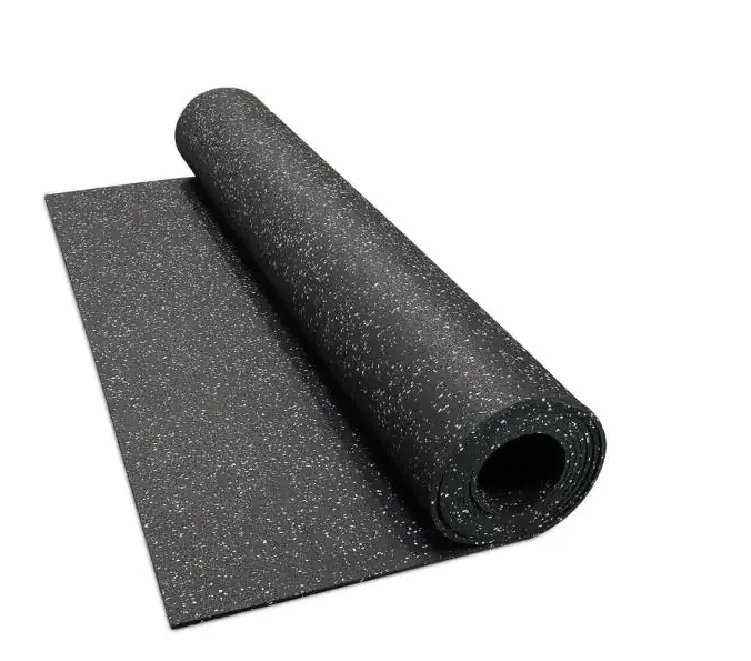 Clocell 1*12.5m  Black Plain Rubber Mat Roll Rolled Rubber Gym Flooring for Weight Rooms
