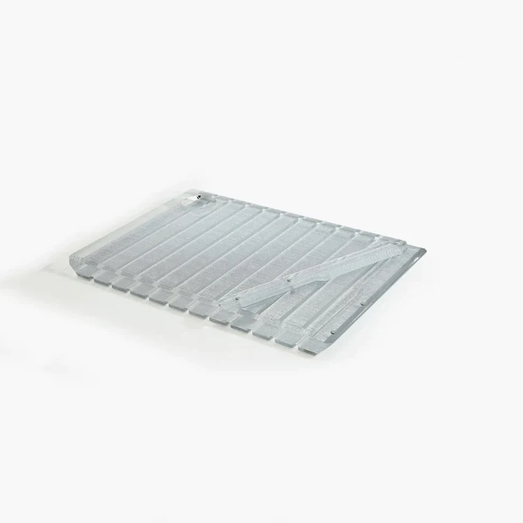 Translucent Glossy Solid Acrylic Striped Silver Challah Board include Magnetic Acrylic Knife