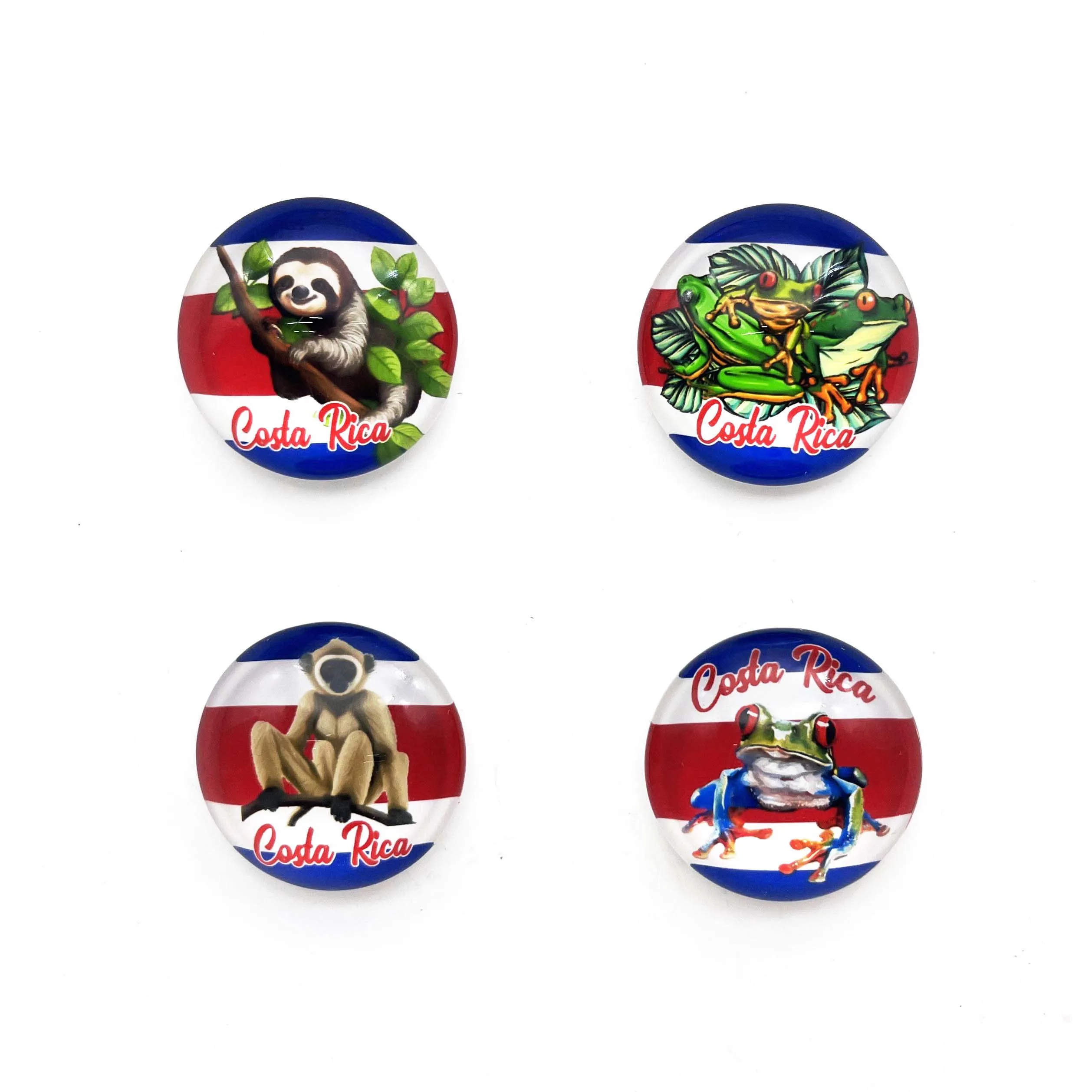 Costa Rica Animal Design Crystal Glass Fridge Magnet Sloth Leopard Macaw Butterfly Print 3D Refrigerator Magnet Costa Rica Gifts