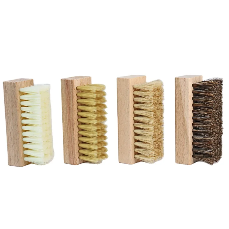 Durable Beech Wooden Handle PP Nylon Bristle Horse Hair Shoe Cleaning Brushes