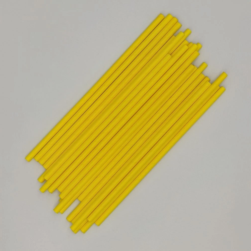 Одноразовые биоразлагаемые индивидуальные прямые однотонные бумажные соломинки желтого цвета для молока 6*200 мм