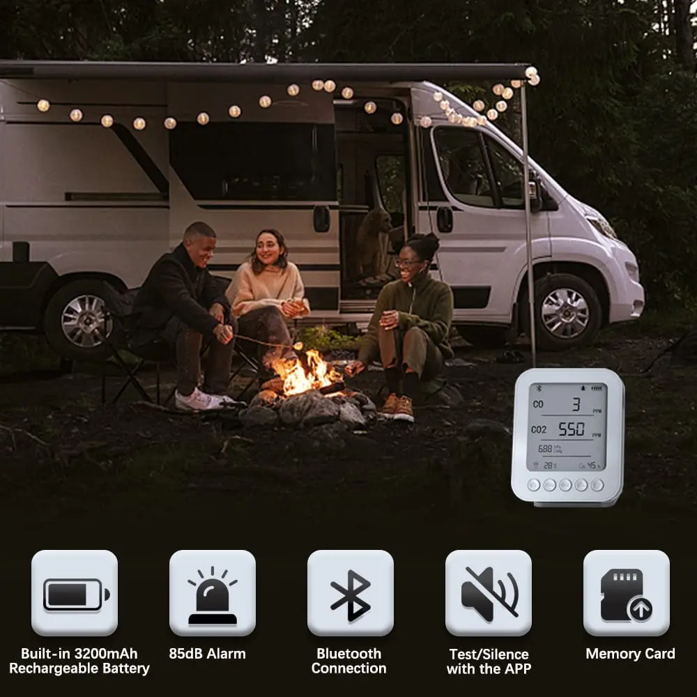 Amazon Best Seller Camping Outdoor portable co co2 temperature humidity meter carbon monoxide detector gas analyzer