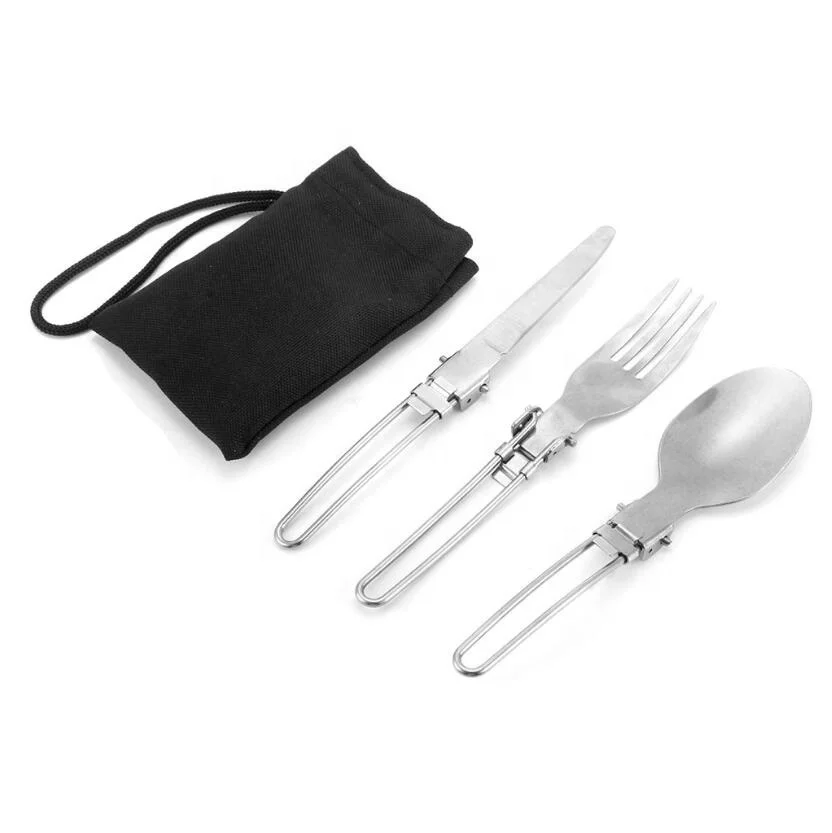 EDC Outdoor Folding Camping Picnic Spoons And Forks Set Travel Camping Utensils