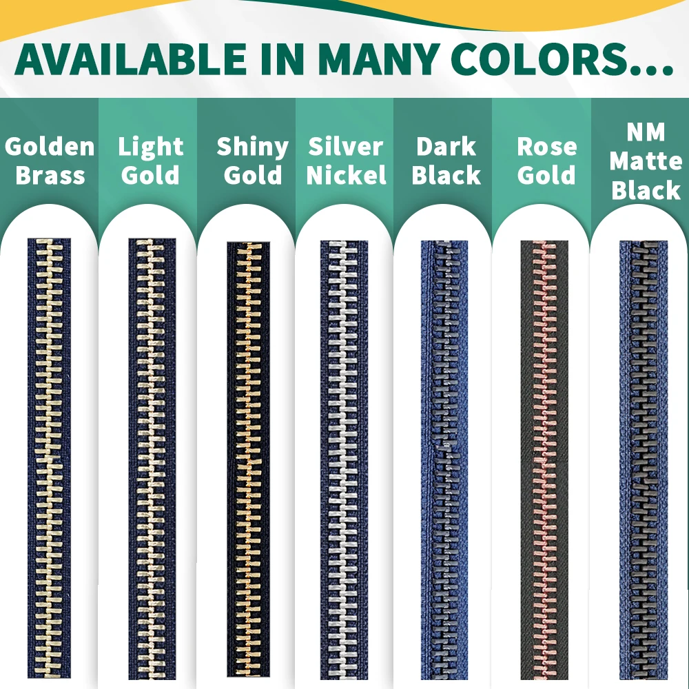 Low Price Wholesale M5# 5.5Kg /100 Meter/ Rolls Long Chain Brass Y teeth Metal Zippers ForJeans Bag Clothing Garment Dyed Tape