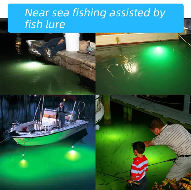 High Power LED Fish DC12V Fish Lamp Colorful IP68 Aluminum 30w-5000w underwater green fishing light