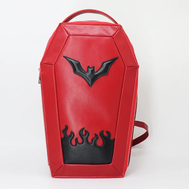 Gothic Style Unisex Doll Bag Coffin Shape Phone Purse Handle Hand Bag With Bat Decoration