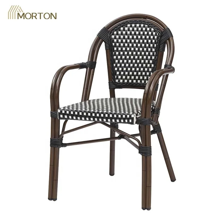 Outdoor Garden Bamboo Furniture Aluminum Weaving Rattan Synthetic Coffee Restaurant Chair For Sale