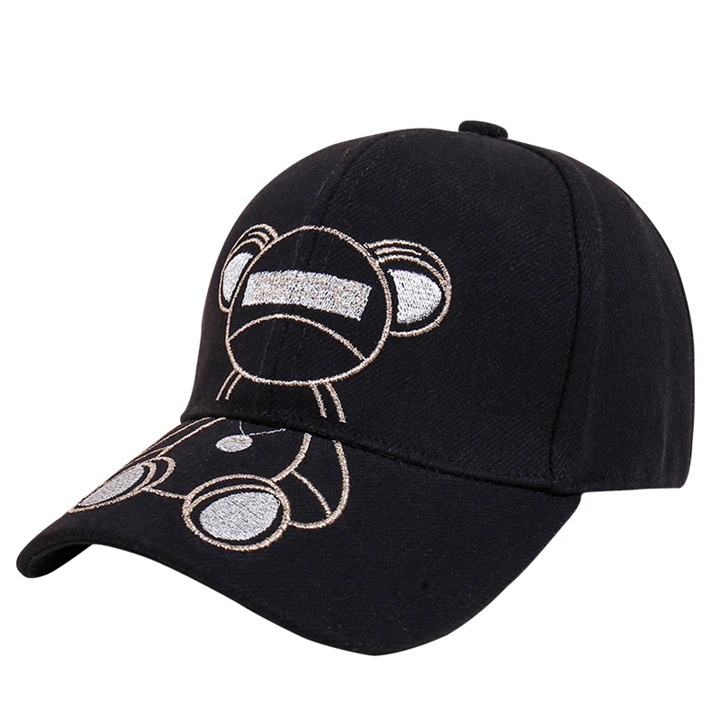 New Arrival Korean Embroidery Cute Hat Summer Breathable Baseball Cap Bear Sports Hat