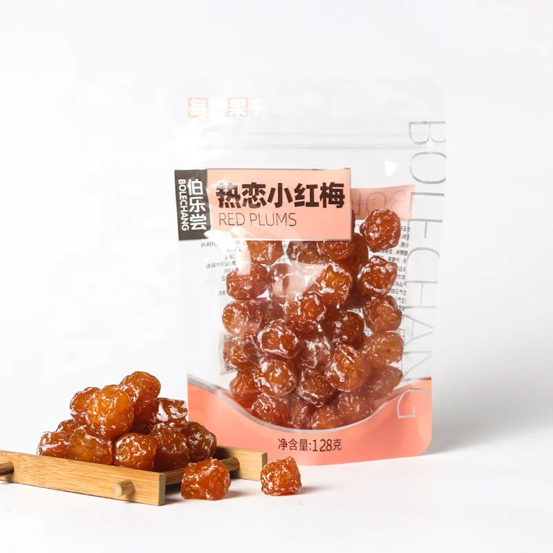 Wholesale 128g High Quality Healthy and Natural Plum Fruit Dry Fruits Prunes Good Taste Sun Dried Soft blueberry plums snack