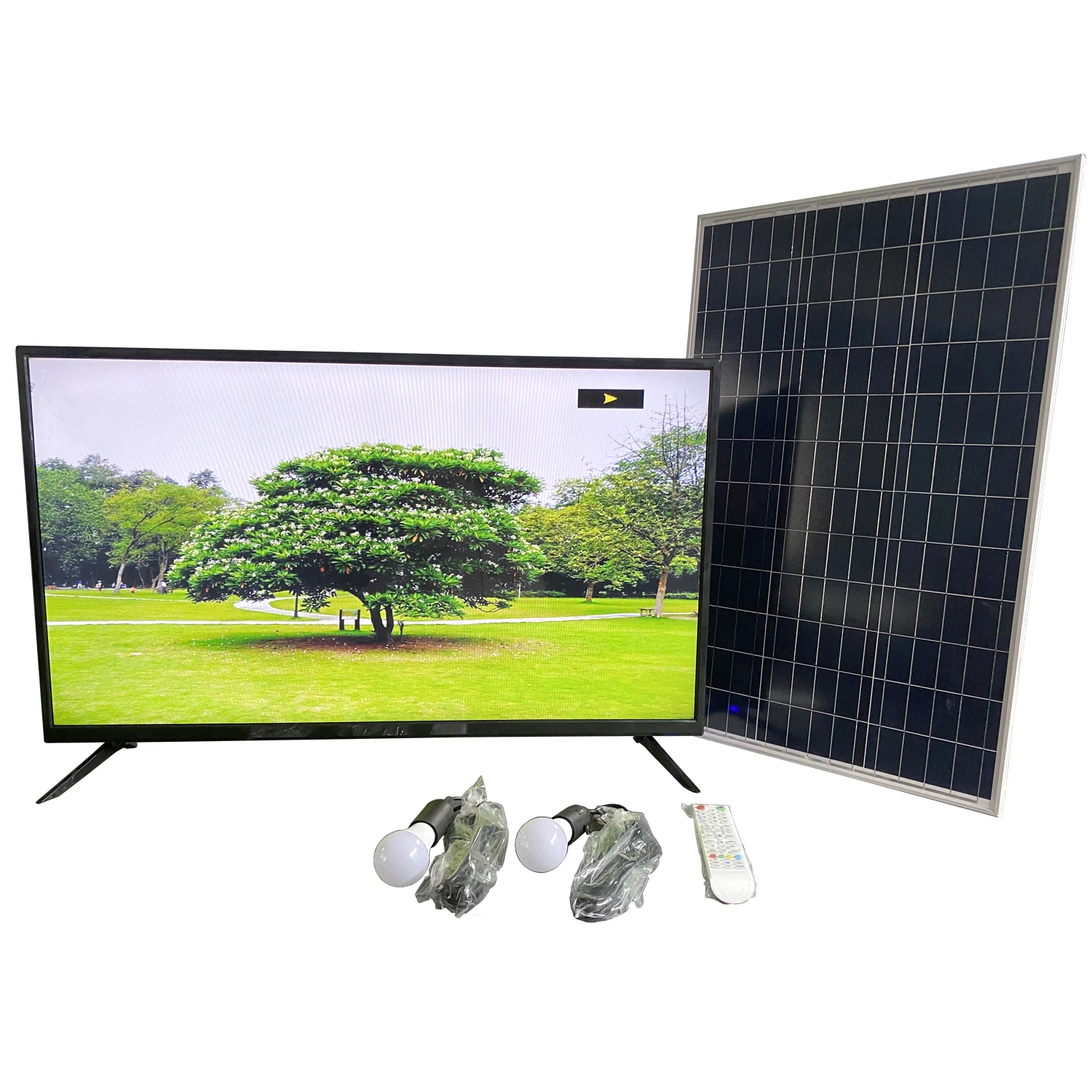 40 Inch Smart TV 4K HD LCD Television Portable Solar Television With Panel Solar TV