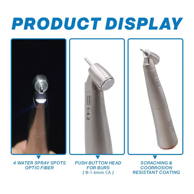 Electric micromotor 45 degree hand dental 1:4.2 contra angle handpiece with fiber optic led Ti Max X45L increase speed handpiece