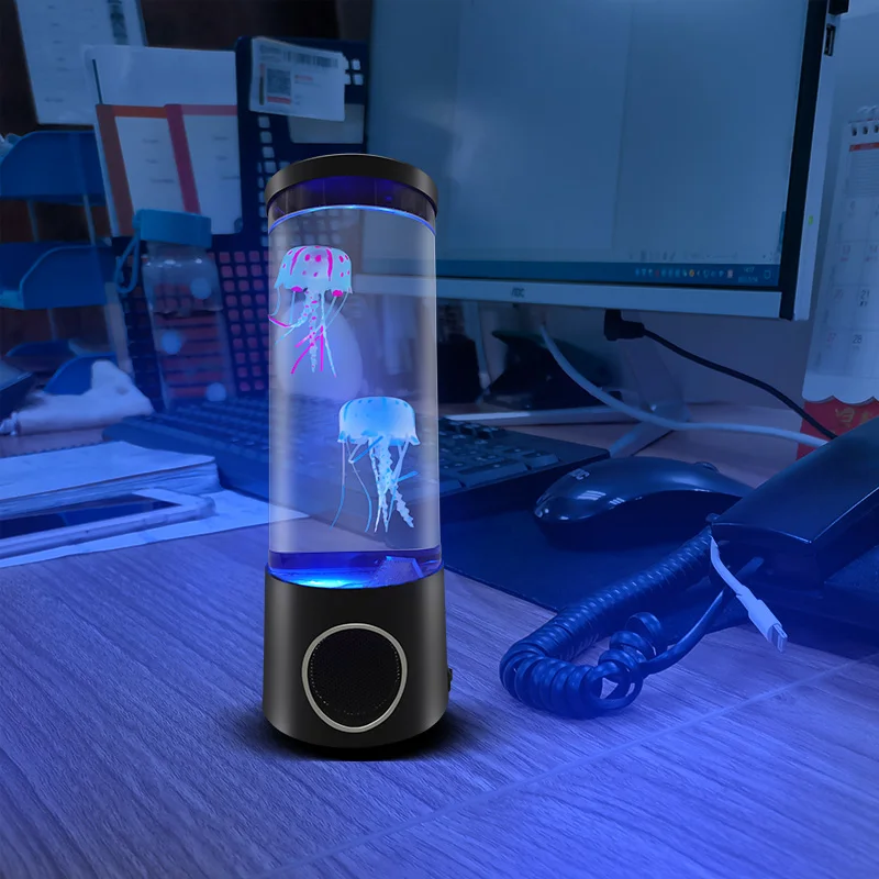 7 Color Changing jellyfish lava lamp aquarium light with bluetooth speaker Night Light Novelty  Holiday Children Gift Decoration
