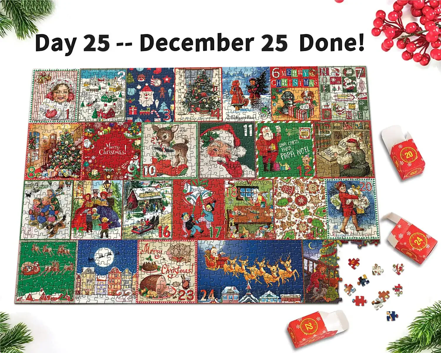 Wholesale Customized High Quality Puzzle Christmas Advent Calendar Jigsaw Puzzle 1000pcs Blind Box Christmas Calendar  Gifts