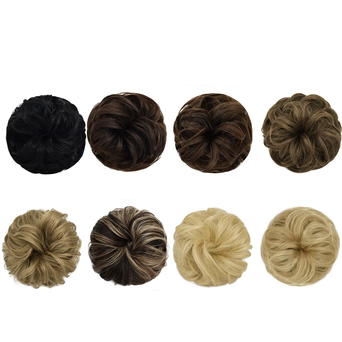 Thick Messy Hair Bun Elastic Chignon Updo for Women Curly Hairpiece Ponytail 100% Human Hair Scrunchies