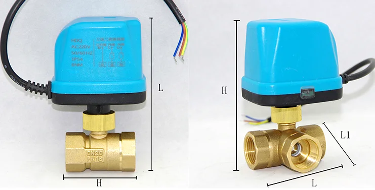 DN15 PN16 Трехходовой Тип NPT с внутренней резьбой 12V 24V Электрический латунный шаровой клапан